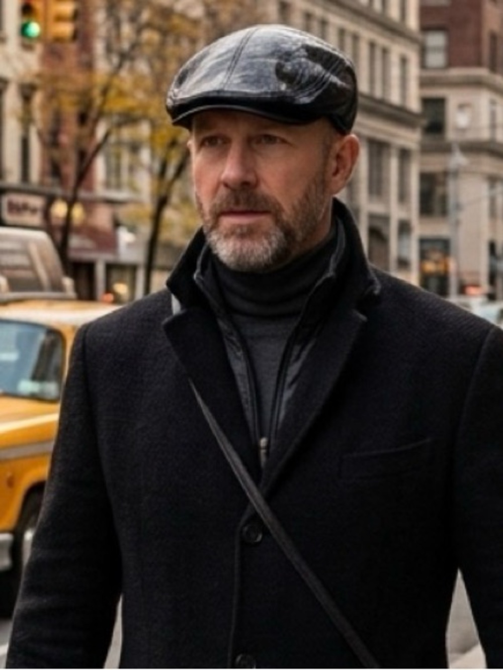 Genuine Black Leather Pageboy Newsboy Flat Cap Cabbie Hat M/L Vintage Inspired